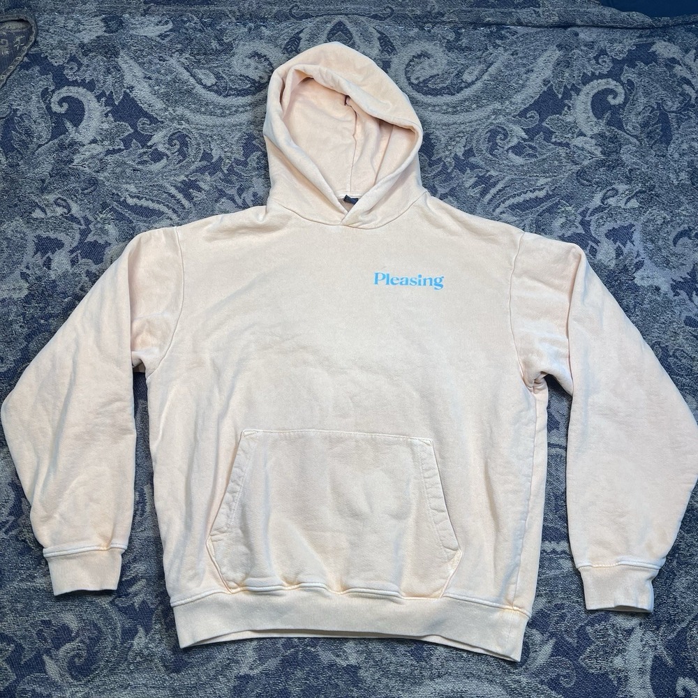 Pleasing Peach Orange Pullover Hoodie Logo Solid Harry styles Mens Size Small